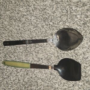 Vintage 70s Stainless Stool Serving Spoons. 11 1/2".